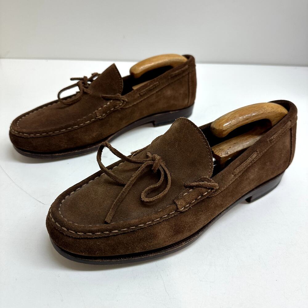 VERY GOOD Carmina x Epaulet Snuff Brown Suede String Loafers Hand Grade US 7.5 D - Picture 5 of 12